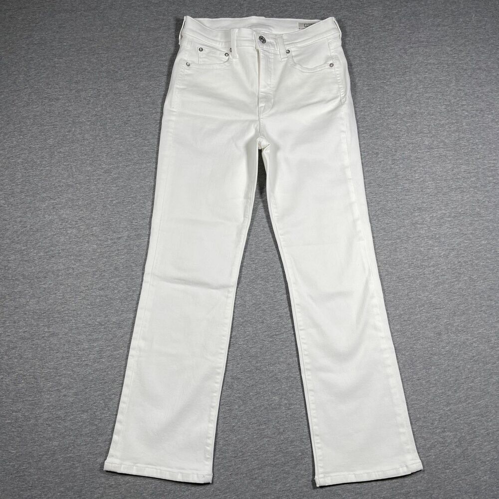 Ayr The Pop Jeans Womens 28 White Denim Straight Mid Rise Made in USA